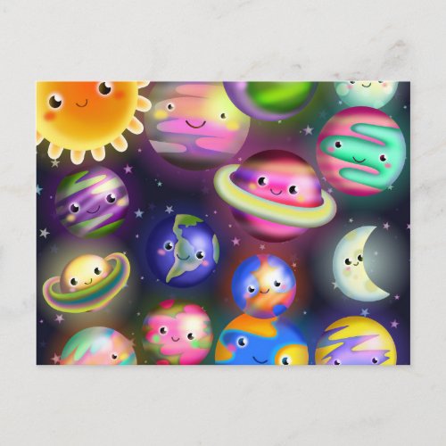 Cute Starry Cosmic Outer Space Planets Postcard
