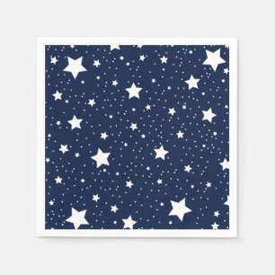 Cute Starry Cosmos Pattern in Navy Blue and White Napkins