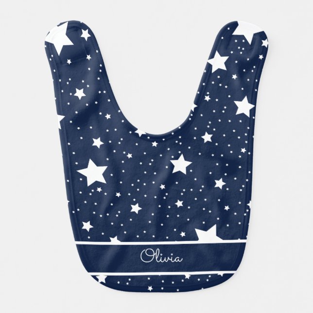 Cute Starry Cosmos Pattern Personalized Baby Bib (Front)
