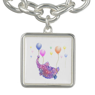 Cute Starry Elephant Flying with Colorful Balloons Bracelet