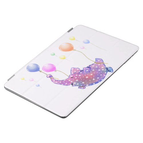 Cute Starry Elephant Flying with Colorful Balloons iPad Air Cover