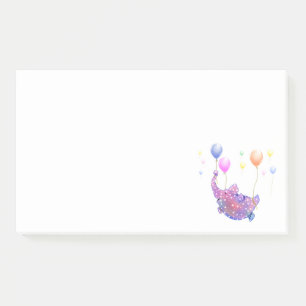Cute Starry Elephant Flying with Colorful Balloons Post-it Notes