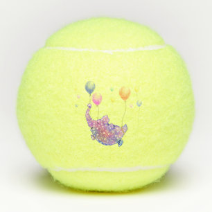 Cute Starry Elephant Flying with Colorful Balloons Tennis Balls
