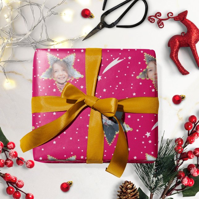 Cute Starry Pattern Your Own Photo Christmas Wrapping Paper (Creator Uploaded)