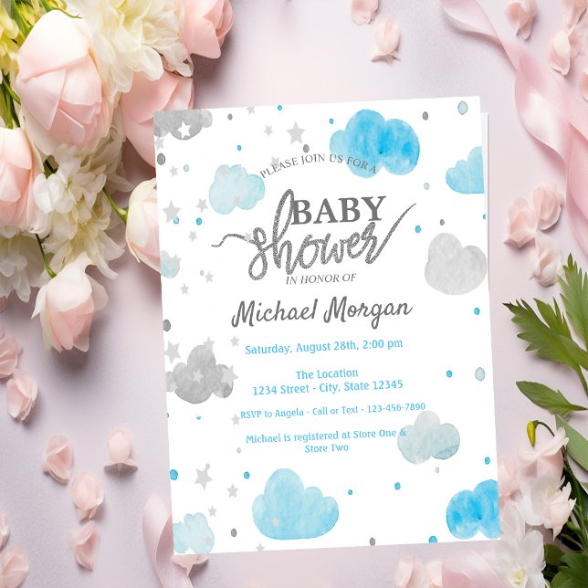 Cute Stars & Clouds  Baby Shower Invitation (Creator Uploaded)