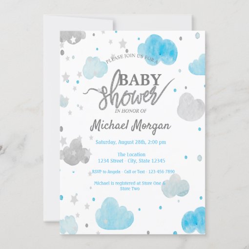 Cute Stars & Clouds Baby Shower Invitation | Zazzle