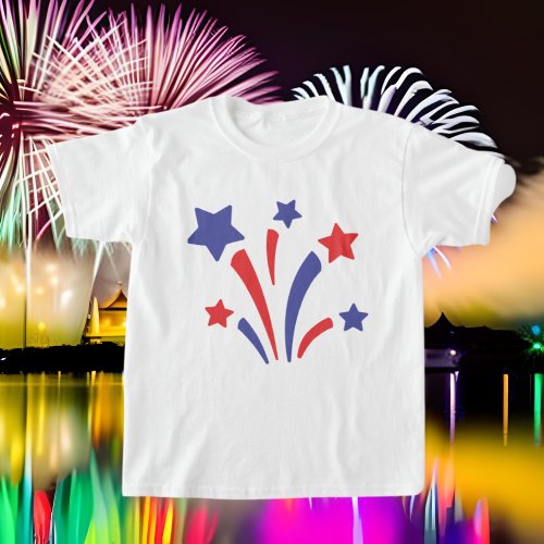 Cute stars fireworks Holiday July 4th t_shirt