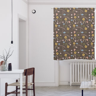 Cute Stars Floral Hearts Rainbows & Brown Nursery Blackout Curtains