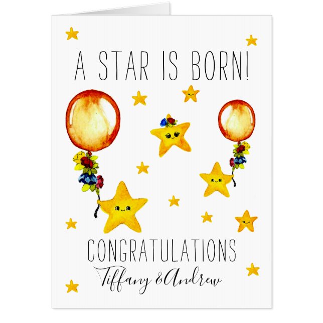 Cute Stars From Us New Baby Congratulations Large Card (Front)