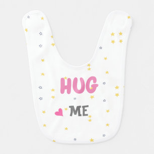 Cute Stars Modern Pink heart Hug Me Baby Bib