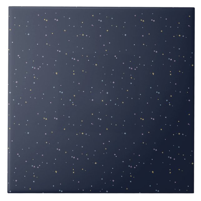 Cute Stars On A Sparkling Night Sky Ceramic Tile (Front)