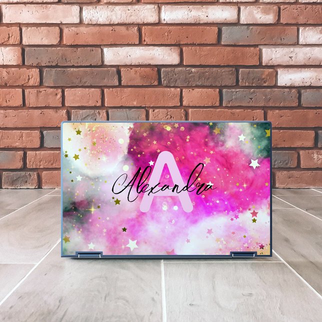 Cute Stars Pink Clouds And Fancy Chic Name Initial HP Laptop Skin (Creator Uploaded)