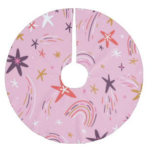 Cute Stars Rainbows Pink Pattern Brushed Polyester Tree Skirt