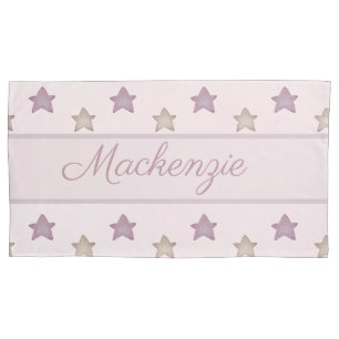 Cute Stars with Custom Name on Pink Pillow Case