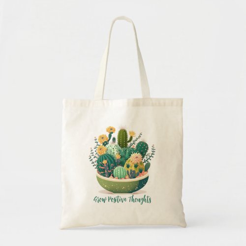 Cute statement cactus and succulent pot tote bag