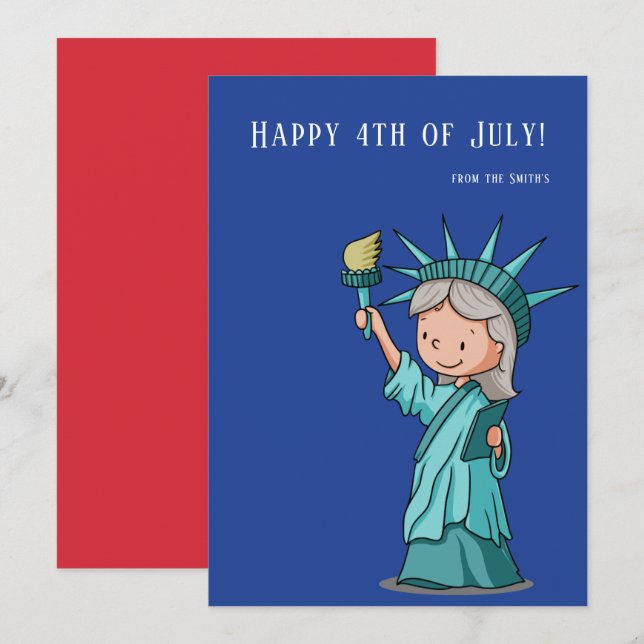 Cute Statue of Liberty 4th of July Patriotic Holiday Card (Front/Back)