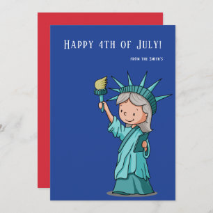 Cute Statue of Liberty 4th of July Patriotic Holiday Card