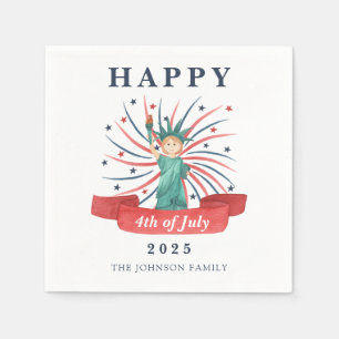 Cute Statue Of Liberty Happy 4th Of July Napkins