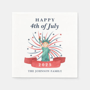 Cute Statue Of Liberty Happy 4th Of July Napkins
