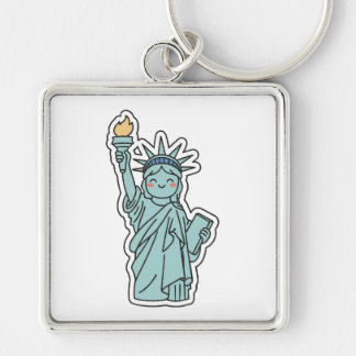Cute Statue of Liberty Illustration Keychain