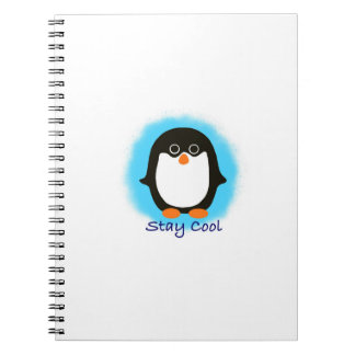 Cute Stay Cool Penguin Design Blue Background Notebook