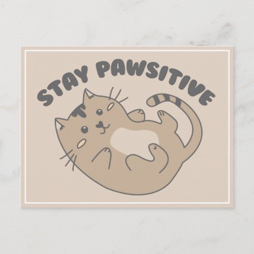 Cute Stay Positive Cat Get Well Pun Postcard