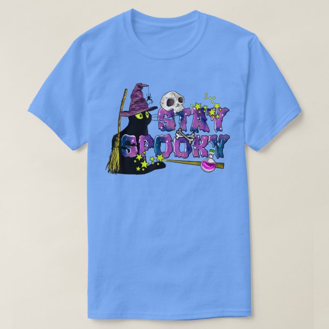 Cute Stay Spooky Cat Witch Halloween Kids Men Wome T-Shirt (Design Front)