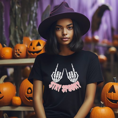 Cute Stay Spooky Skeleton Halloween  T_Shirt
