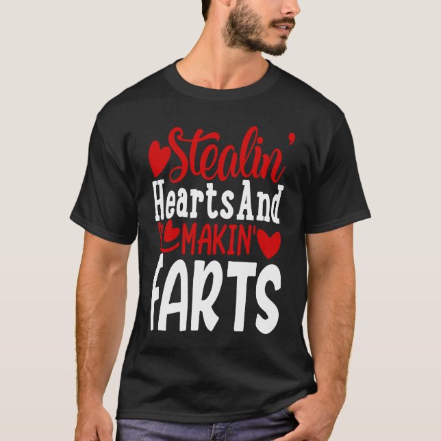 Cute Stealing Hearts Valentine Valentines Day Roma T-Shirt (Front)