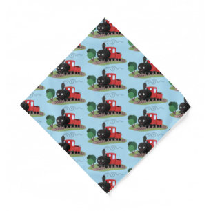 Cute steam train locomotive cartoon illustration bandana