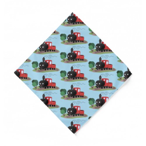 Cute steam train locomotive cartoon illustration bandana