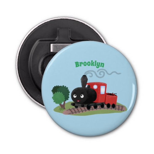 Cute steam train locomotive cartoon illustration bottle opener