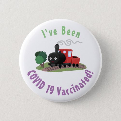 Cute steam train locomotive cartoon illustration button