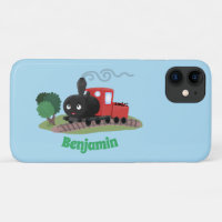 Cute steam train locomotive cartoon illustration