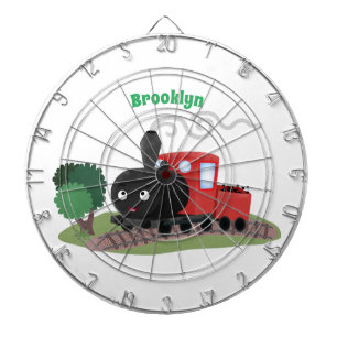 Cute steam train locomotive cartoon illustration dart board