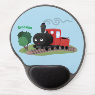 Cute steam train locomotive cartoon illustration gel mouse pad