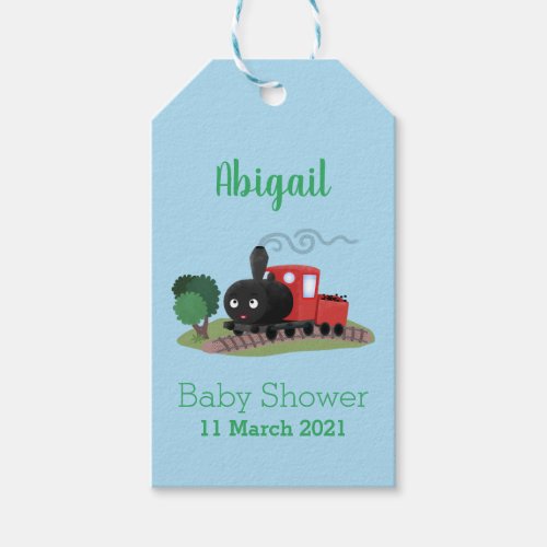 Cute steam train locomotive cartoon illustration  gift tags