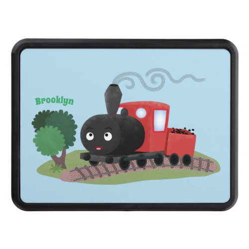 Cute steam train locomotive cartoon illustration hitch cover