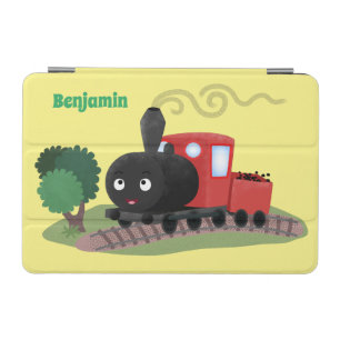 Cute steam train locomotive cartoon illustration iPad mini cover