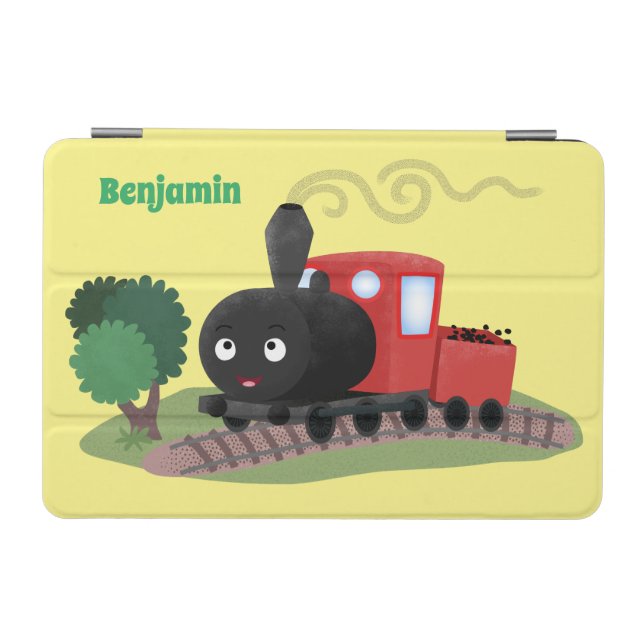 Cute steam train locomotive cartoon illustration iPad mini cover (Horizontal)