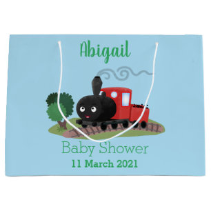 Cute steam train locomotive cartoon illustration large gift bag