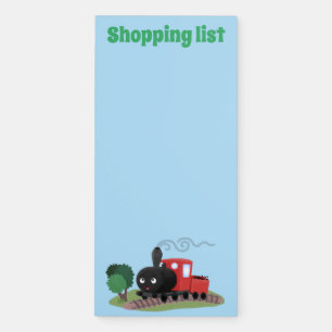 Cute steam train locomotive cartoon illustration magnetic notepad
