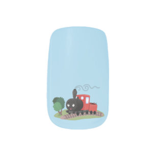 Cute steam train locomotive cartoon illustration minx nail art