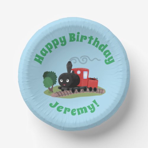 Cute steam train locomotive cartoon illustration paper bowls