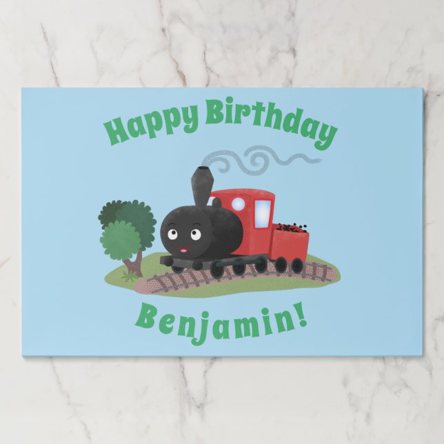 Cute steam train locomotive cartoon illustration paper pad (Front)