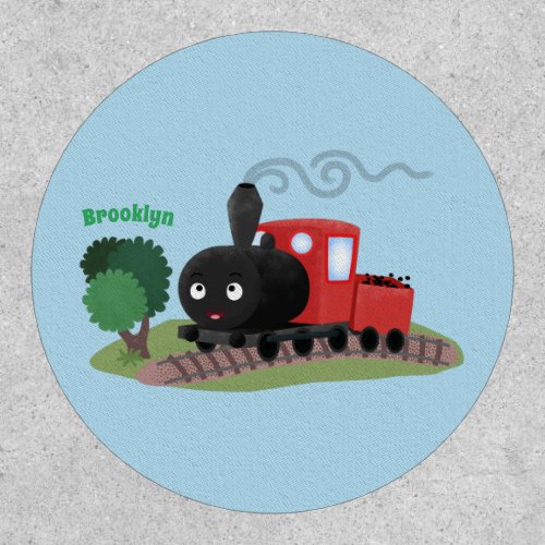 Cute steam train locomotive cartoon illustration patch