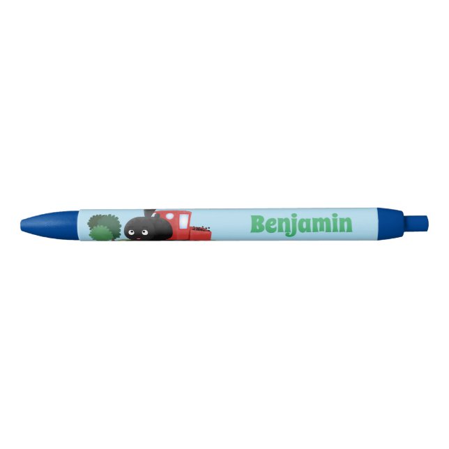 Cute steam train locomotive cartoon illustration pen (Front)