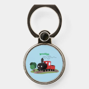 Cute steam train locomotive cartoon illustration phone ring stand