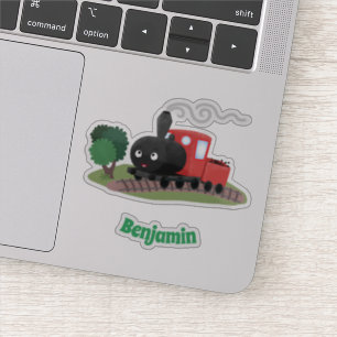 Cute steam train locomotive cartoon illustration sticker