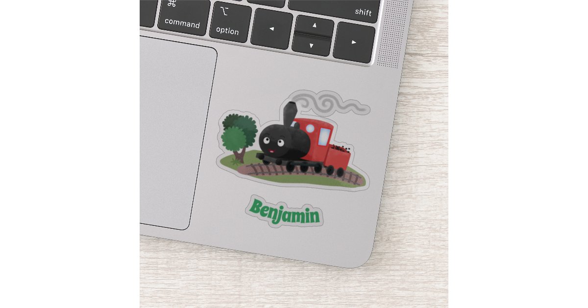 Cute steam train locomotive cartoon illustration sticker | Zazzle